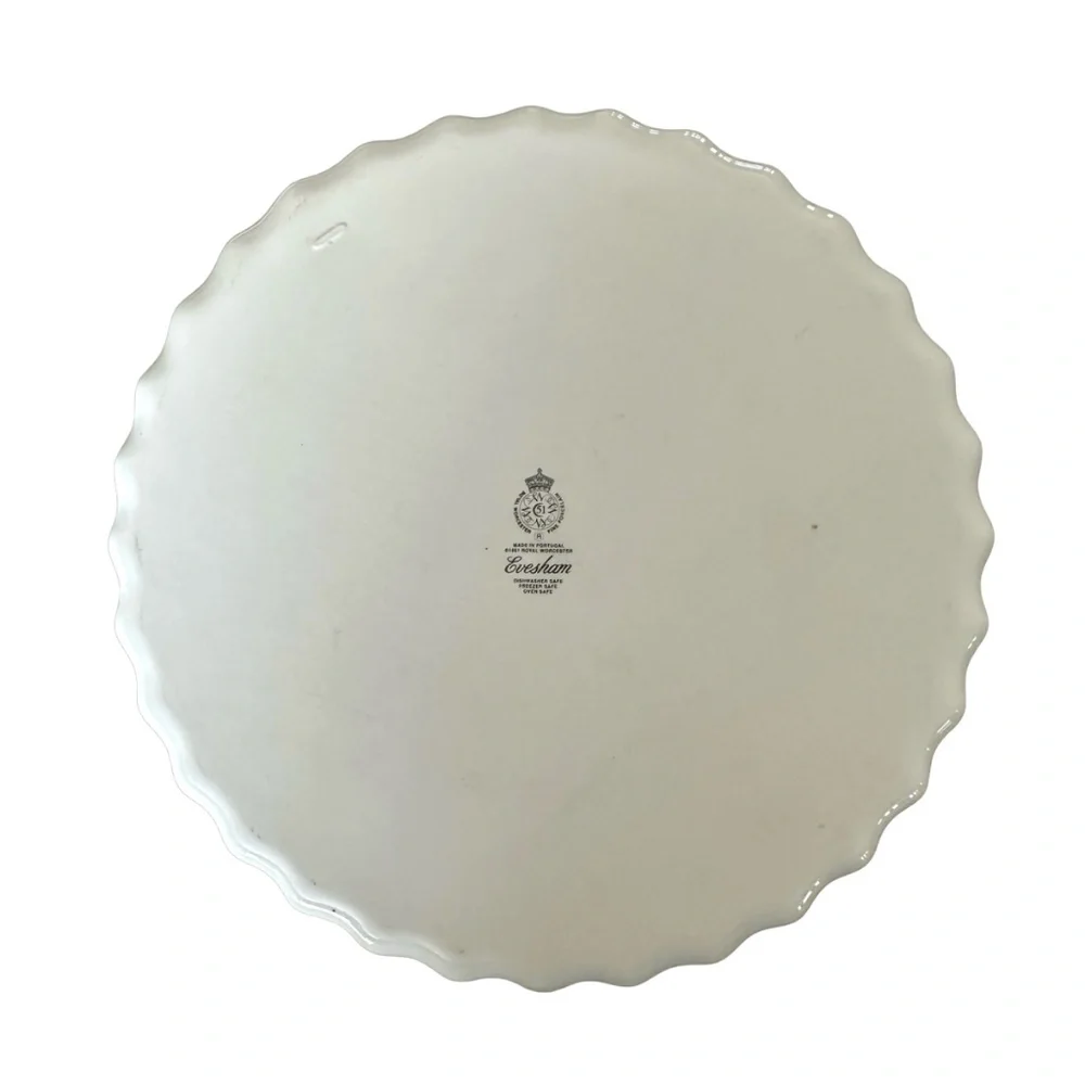 Royal Worcester Evesham Gold 10.5 Quiche Pan Round Porcelain Baking Dish England
